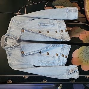 Free People jean jacket,  military style